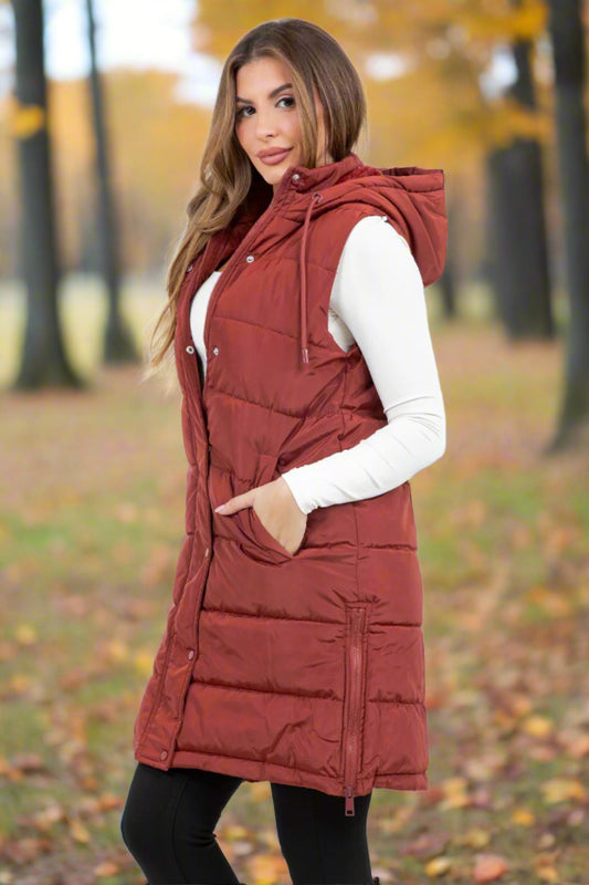 Monica Puffer Vest - Brick