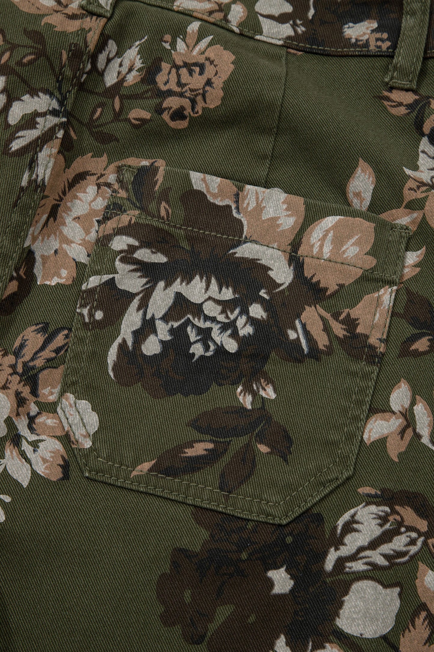 Vintage Floral Print Patch Pocket Jeans
