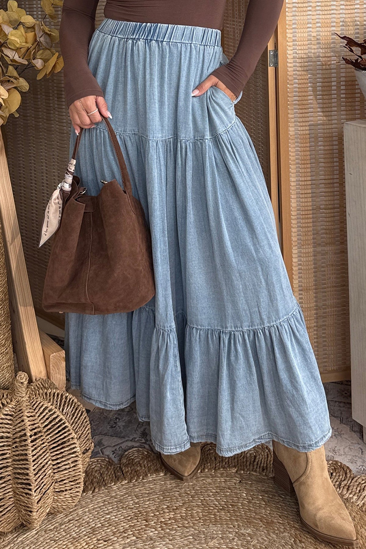 Ella May Denim Maxi Skirt