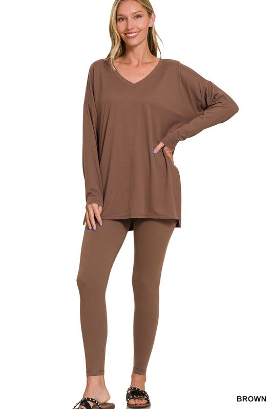 Brown Long Sleeve Legging Set