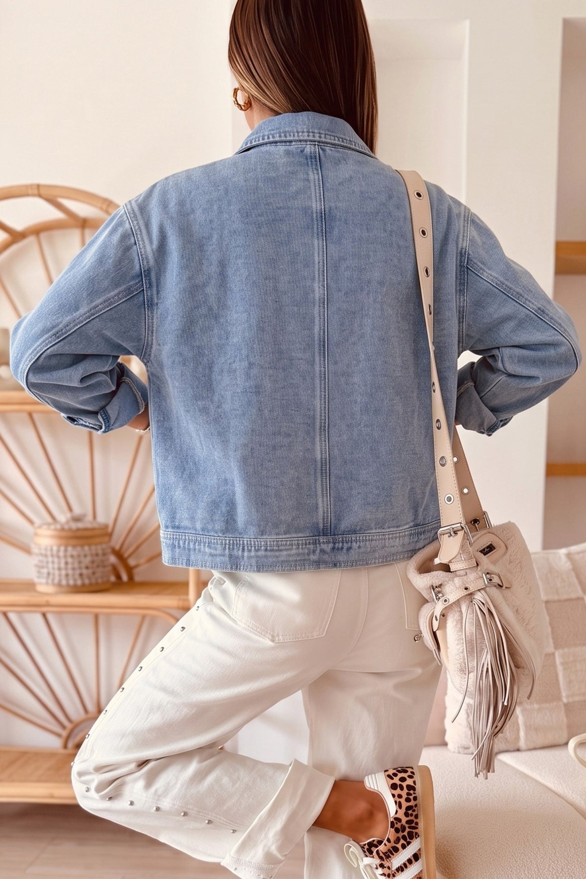Pearl Accent Denim Jacket