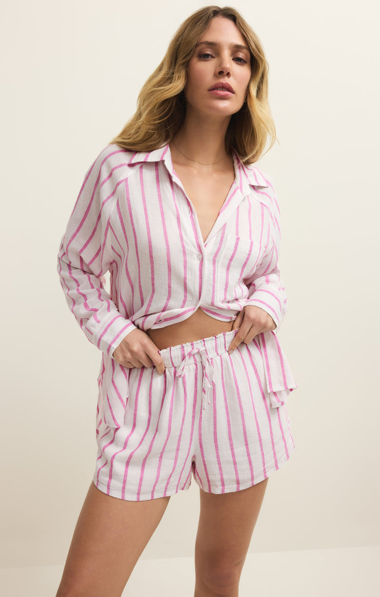 Spanish Rose Striped Button Up