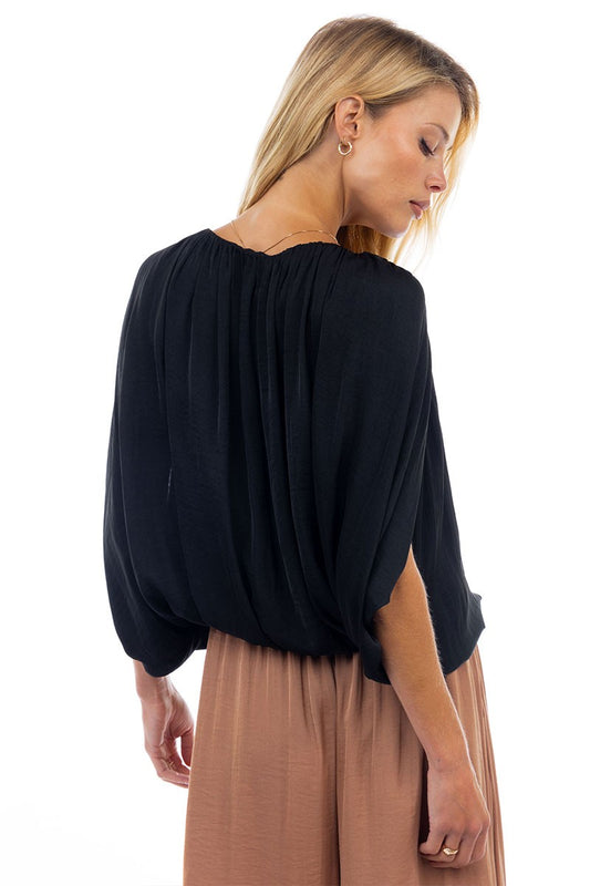 Grace Drape Bubble Top - Black