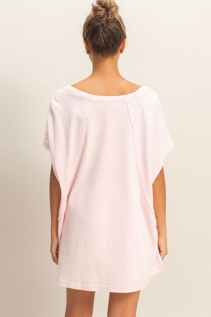 Jemma Short Sleeve Oversized Tee- Soft Pink