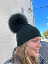 Luxury Fur Pom Hat - Hunter Green