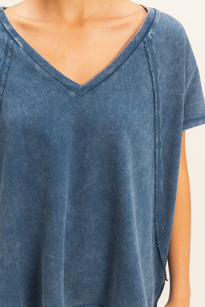 Jemma Short Sleeve Oversized Tee - Navy