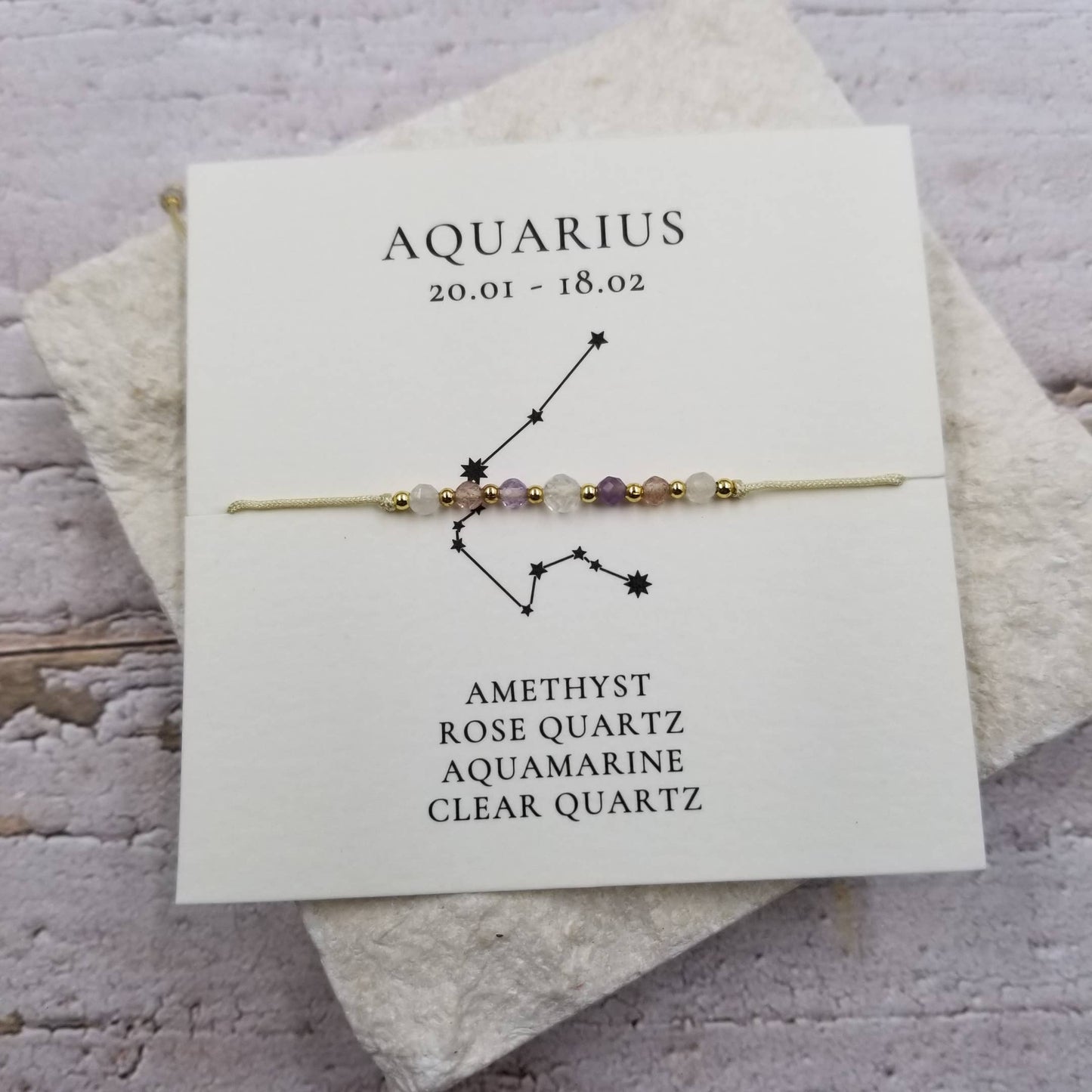 AQUARIUS Constellation Natural Stone Bead Friendship Bracelet:
