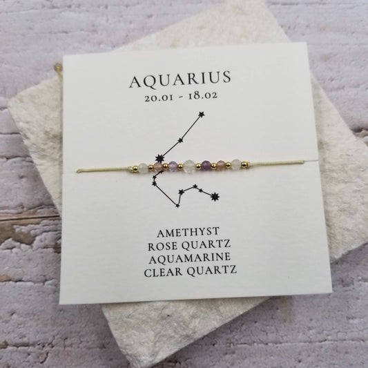 AQUARIUS Constellation Natural Stone Bead Friendship Bracelet: