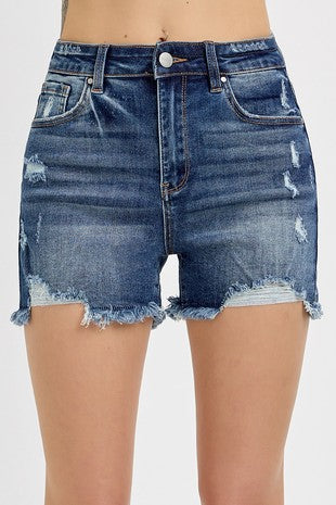 High Rise Distressed Shorts