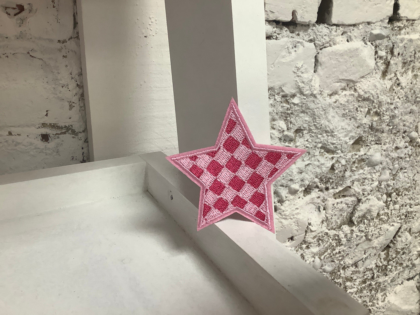 Larger Pink Checkered Star