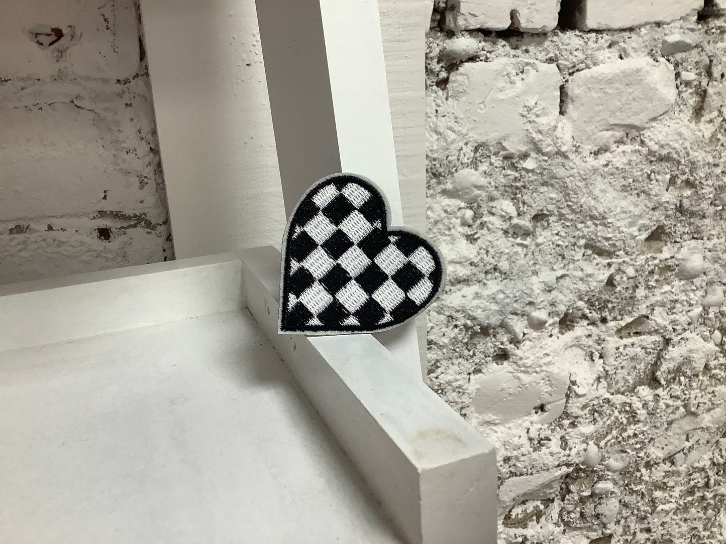 Smaller Black Checkered Heart