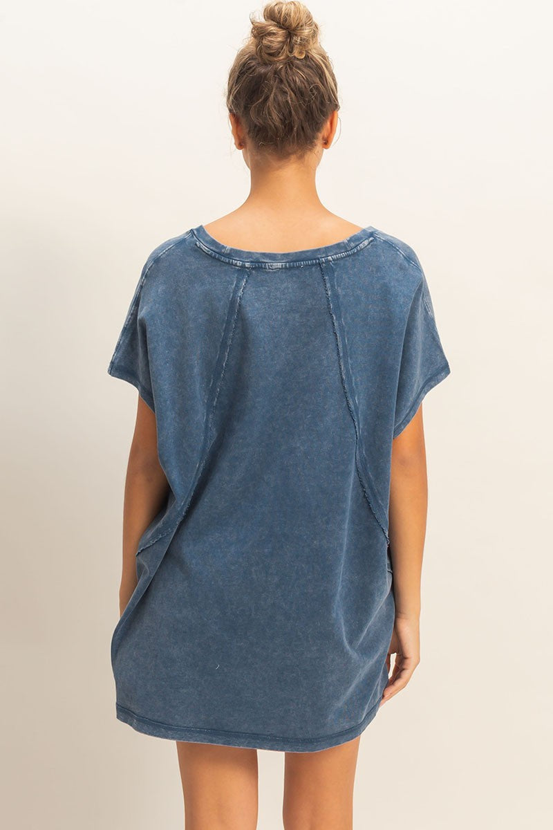 Jemma Short Sleeve Oversized Tee - Navy