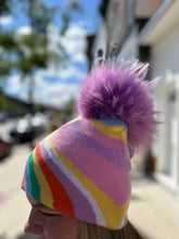 Luxury Fur Pom Hat - Kimberly Rainbow/Ultra Lilac Pom