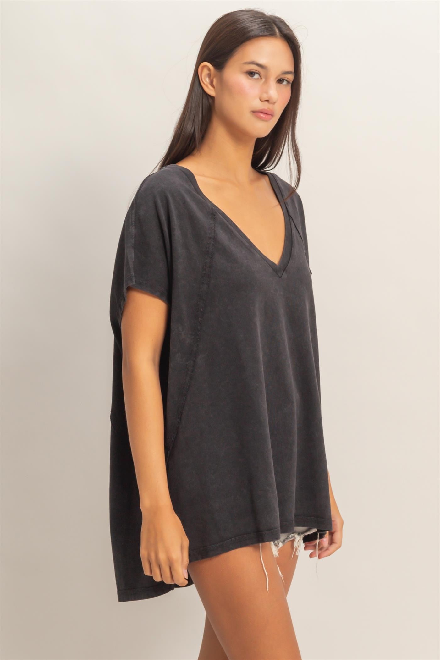 Jemma Short Sleeve Oversized Tee - Black