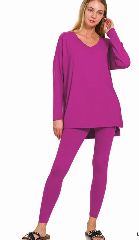 Magenta Long Sleeve Legging Set