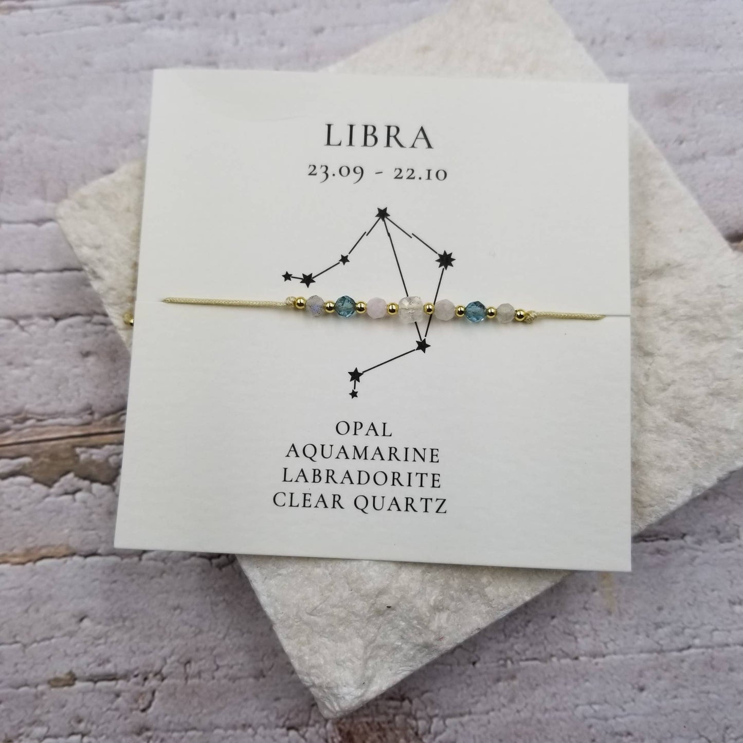 LIBRA Constellation Natural Stone Bead Friendship Bracelet: