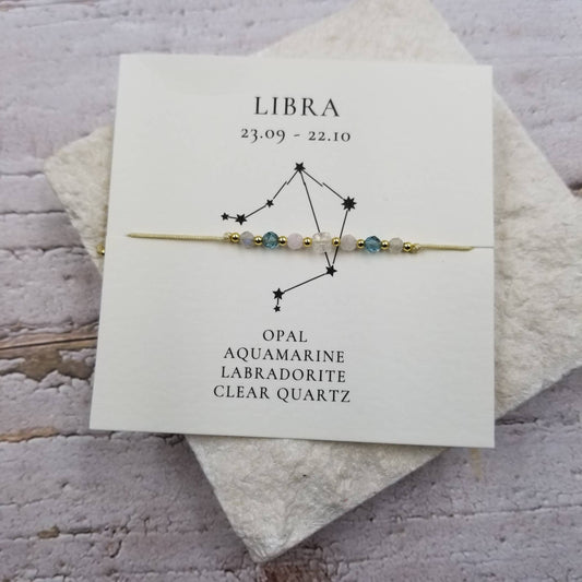 LIBRA Constellation Natural Stone Bead Friendship Bracelet: