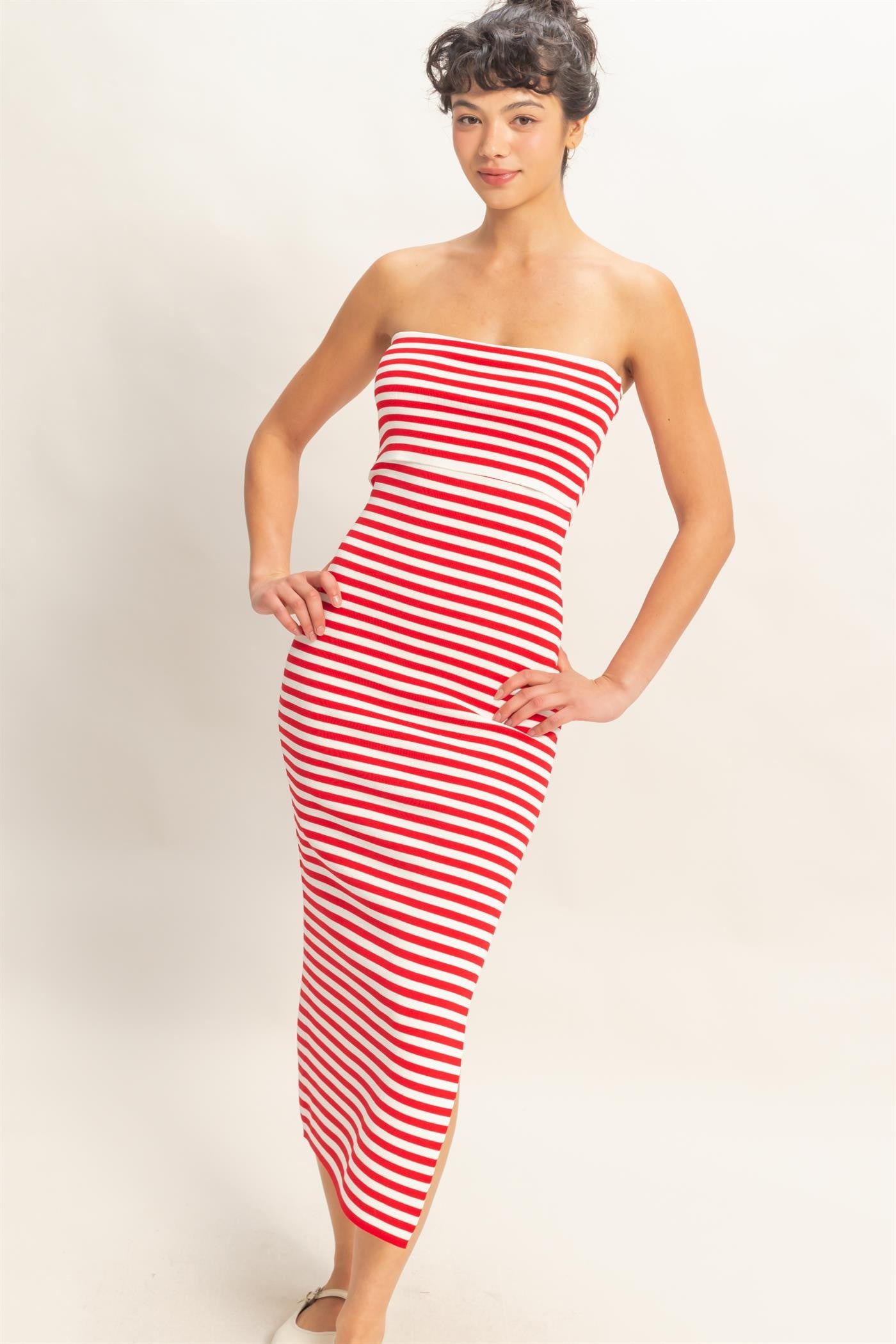 Betty Striped Body Con Midi