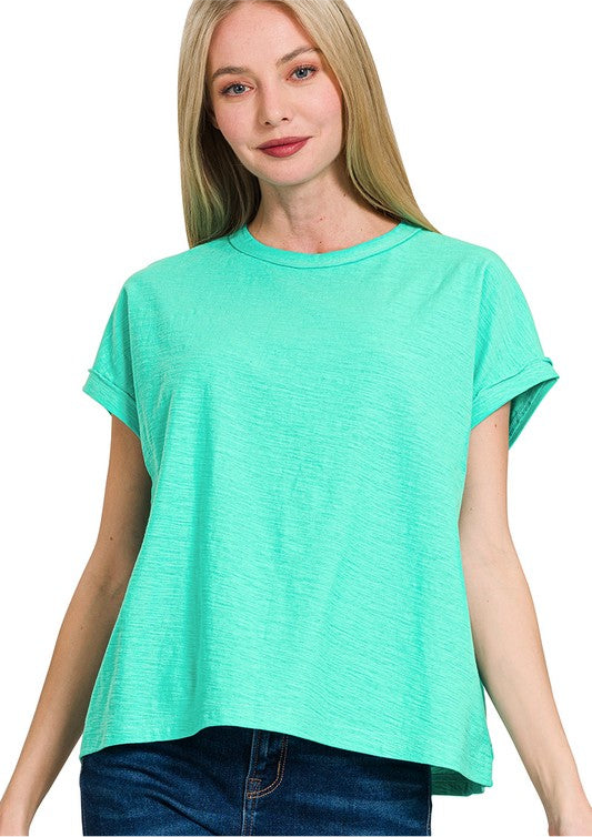 Charlotte Cotton Tee - Aqua