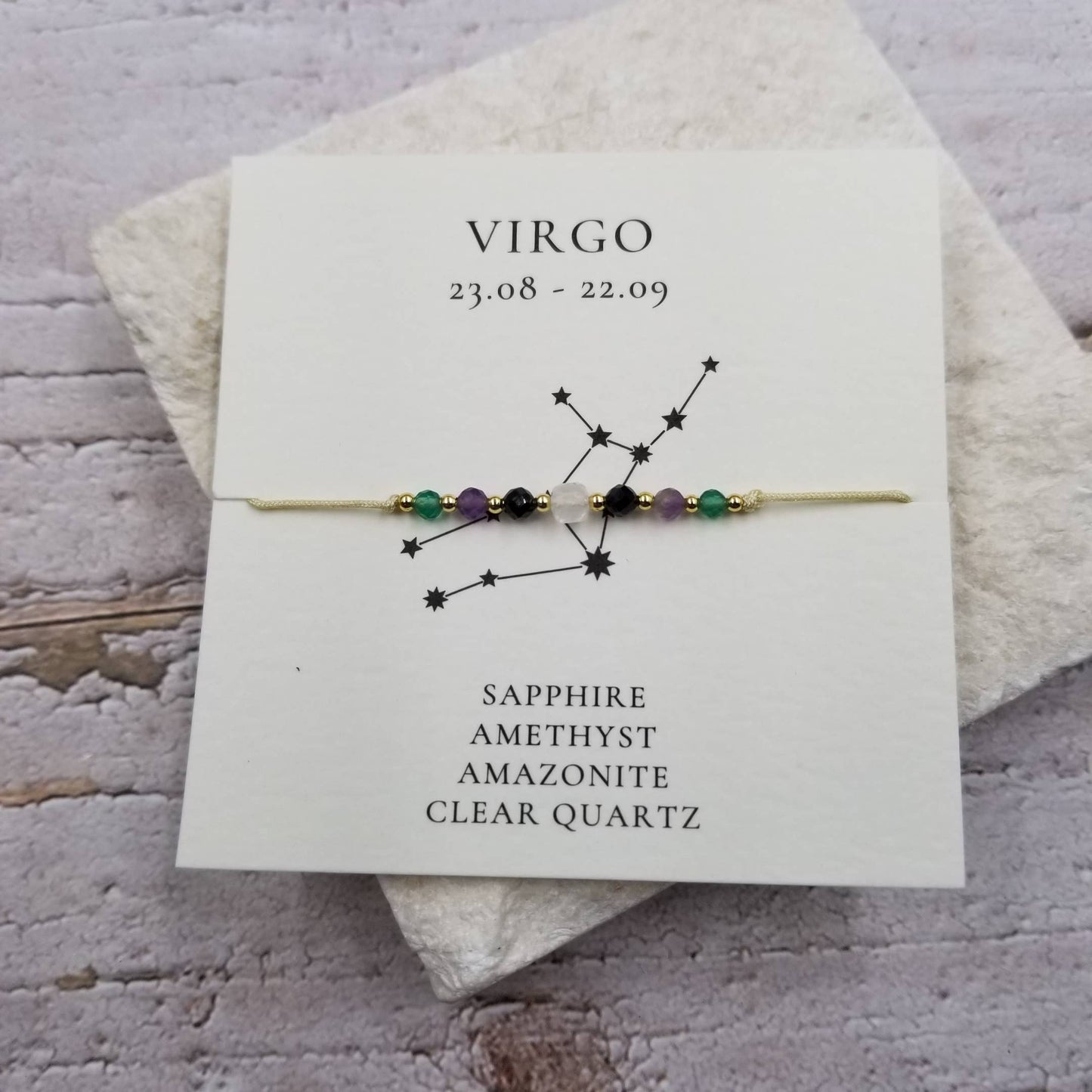 VIRGO Constellation Natural Stone Bead Friendship Bracelet: