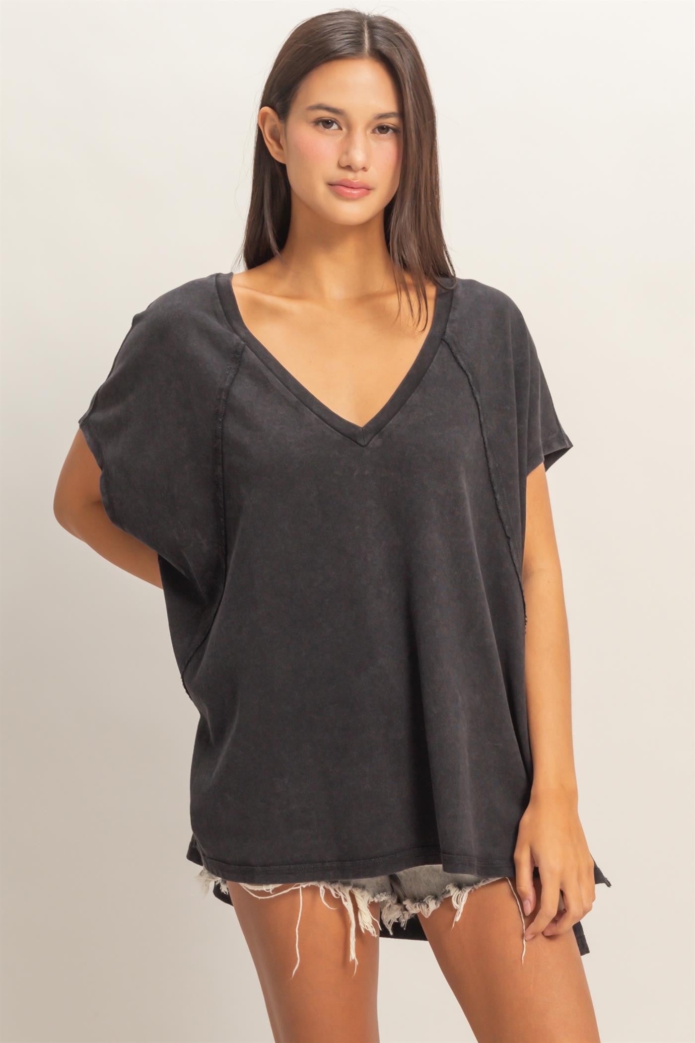Jemma Short Sleeve Oversized Tee - Black