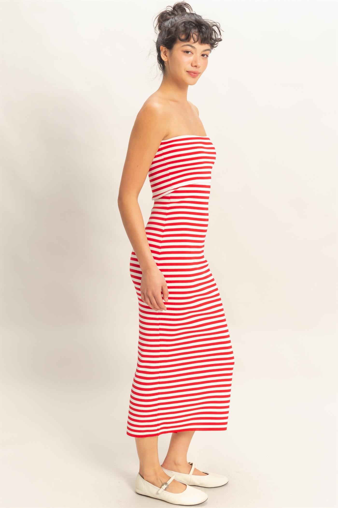 Betty Striped Body Con Midi