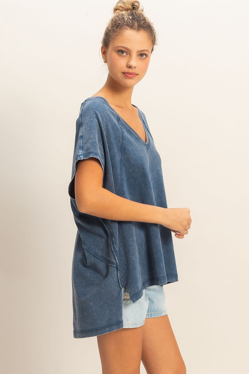 Jemma Short Sleeve Oversized Tee - Navy