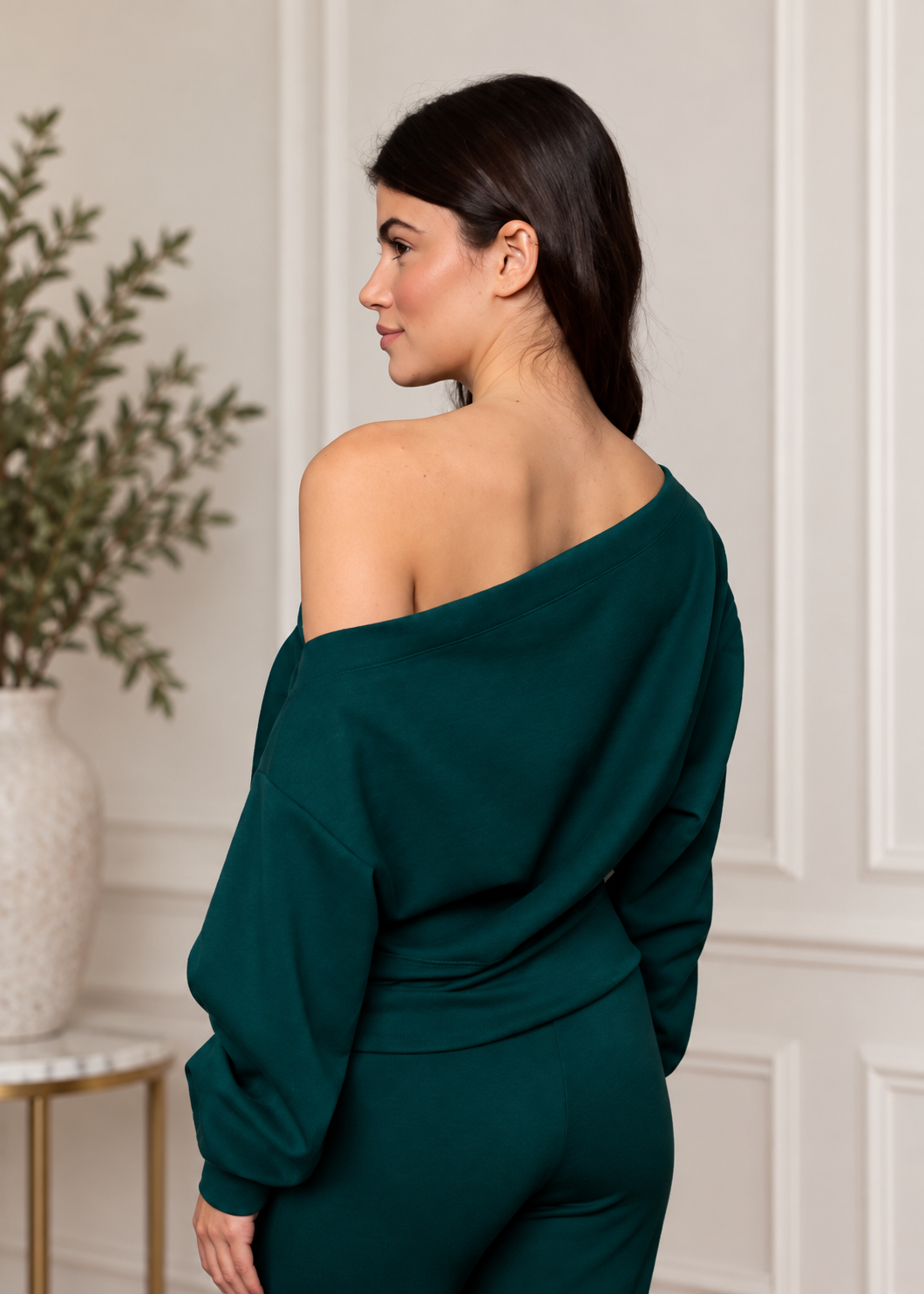 Ophelia Off Shoulder Top - Dark Green