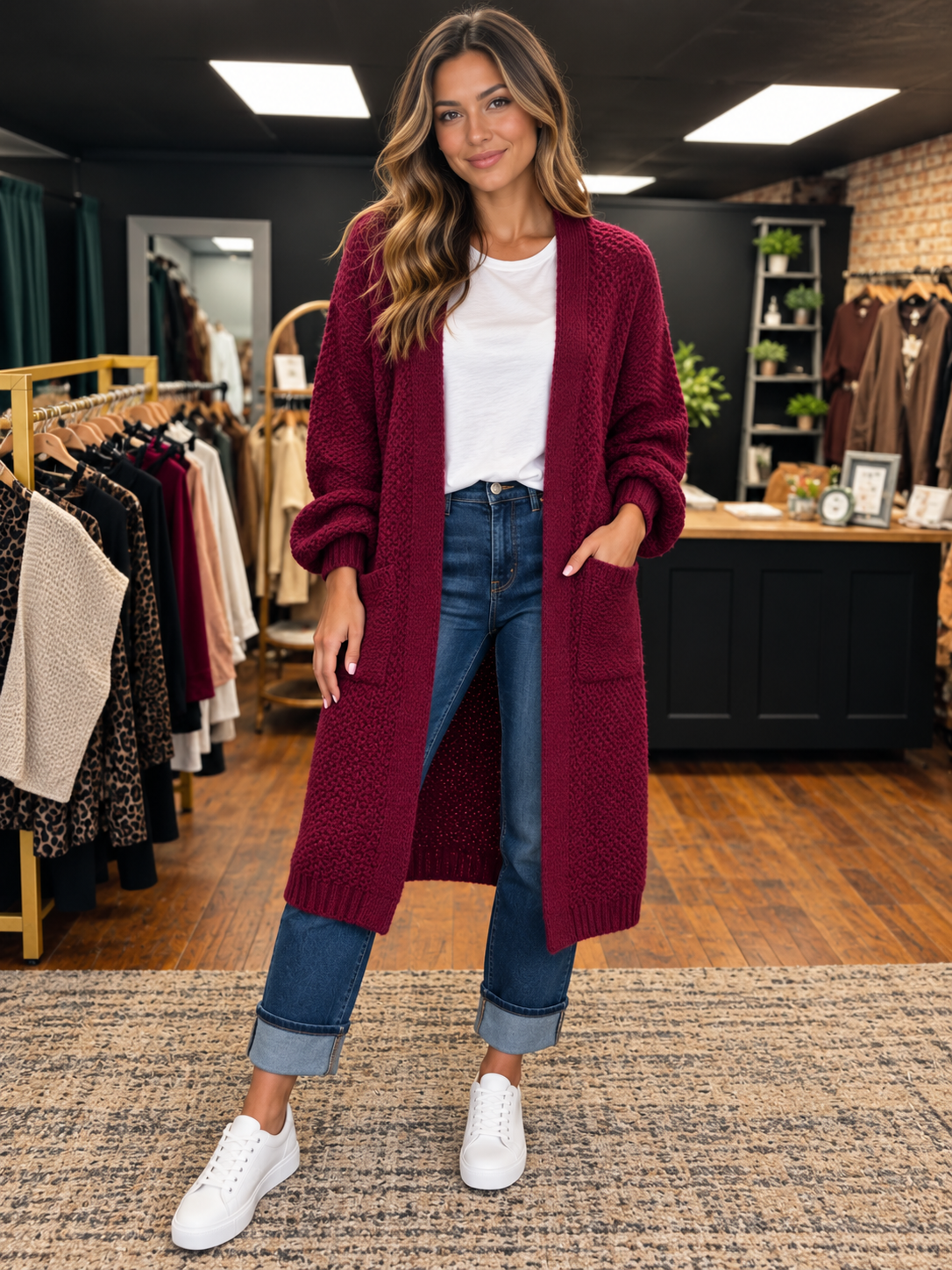 Vesper Long Cardi  - Merlot