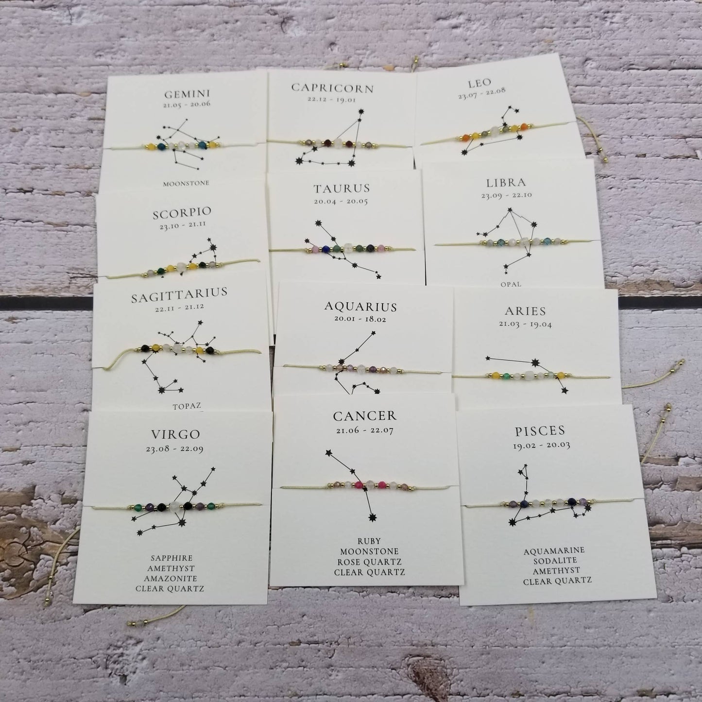 GEMINI Constellation Natural Stone Bead Friendship Bracelet