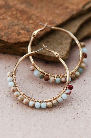 Sea Sediment Jasper Stone Beaded Earrings