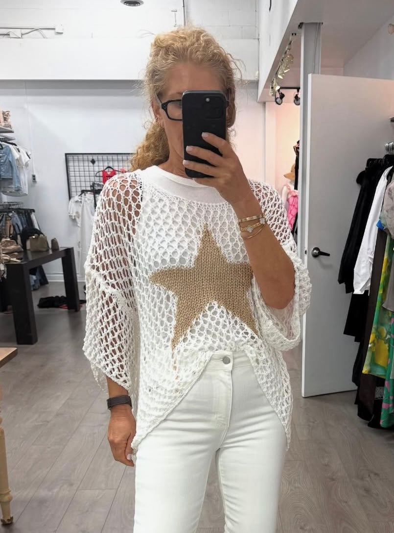 Gold Star Crochet Top