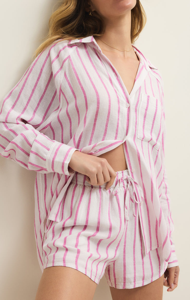 Spanish Rose Striped Button Up