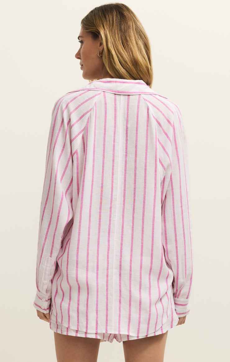 Spanish Rose Striped Button Up