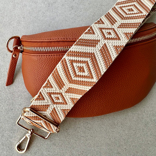 Rust/Cream Adjustable Purse Strap