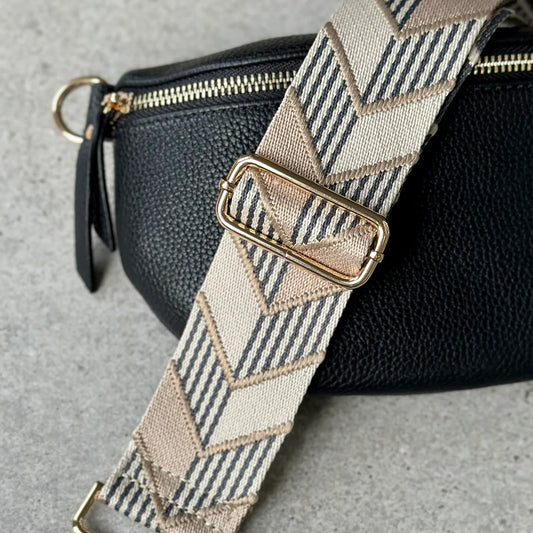 Tan Chevron Adjustable Purse Strap