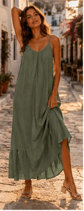 Gabby Cotton Dress -  Sage