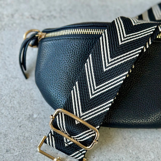 Black/Cream Chevron Adjustable Purse Strap