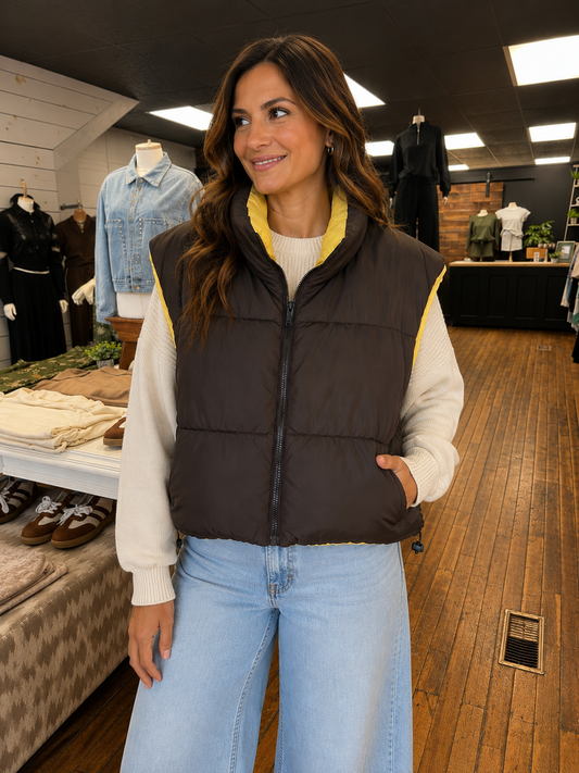 Gallagher Reversible Vest - Butter/Brown