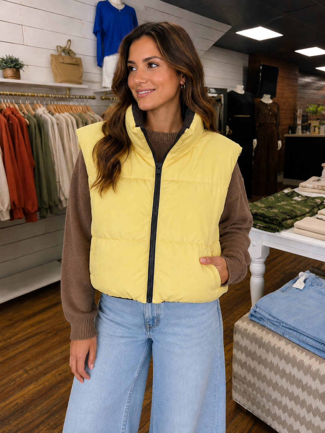 Gallagher Reversible Vest - Butter/Brown