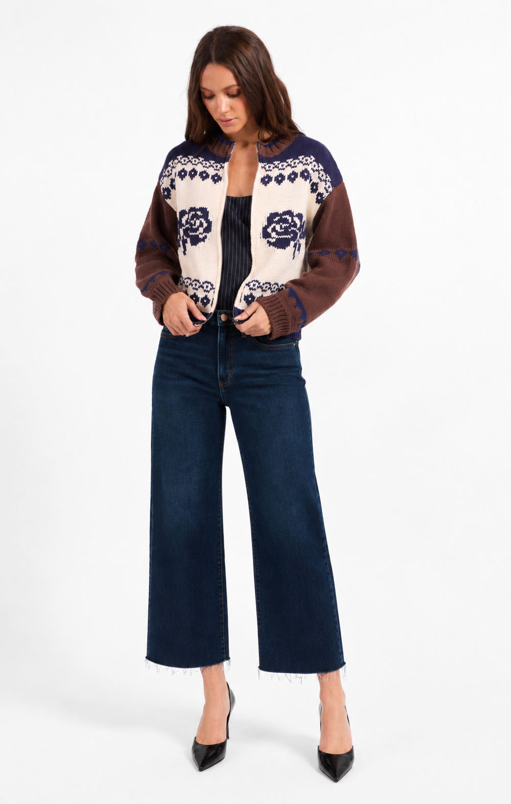 Sweet Rose Jacquard Zip