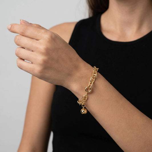 Tess Premium Gold Plated Mariner Bracelet with Ball