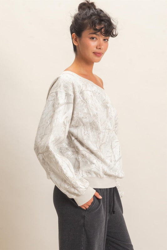 Off Shoulder Camo - Grey