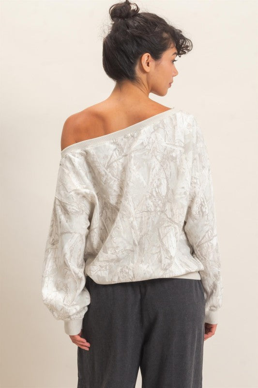 Off Shoulder Camo - Grey