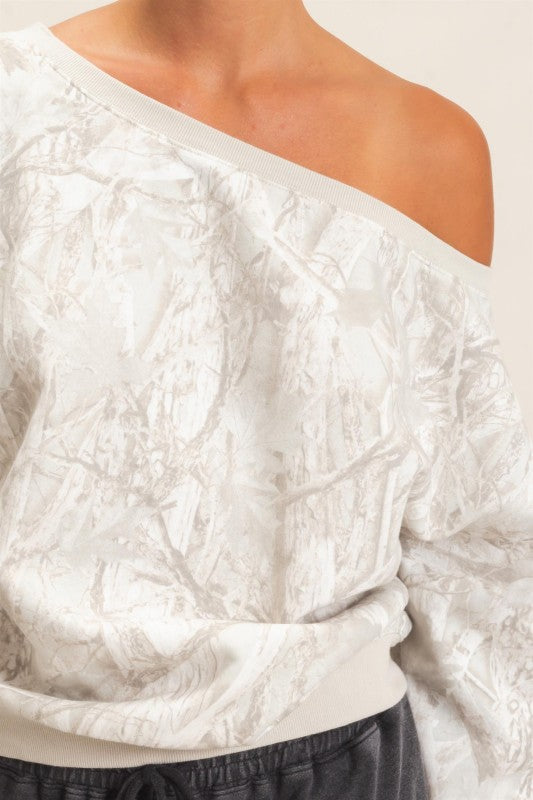 Off Shoulder Camo - Grey