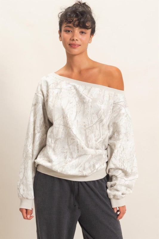 Off Shoulder Camo - Grey