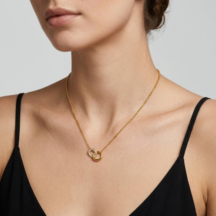 Robyn Premium Plated CZ Interlocking Rings Necklace
