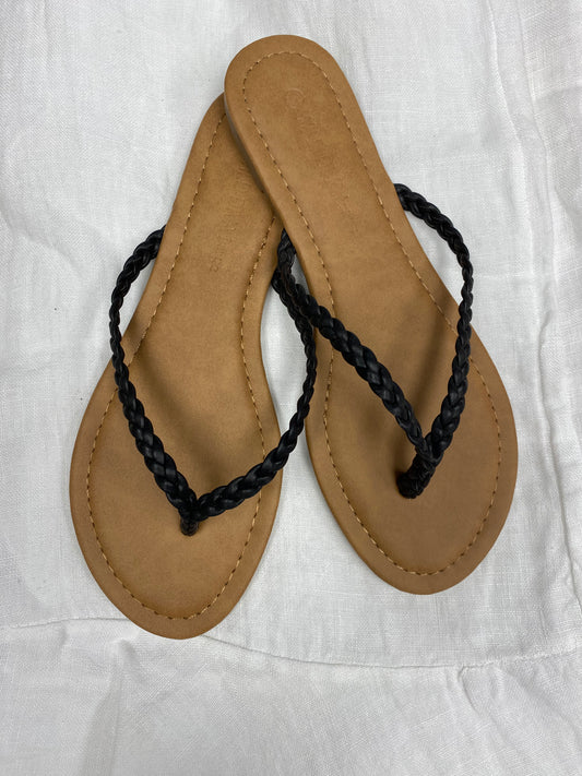 Black Braided Flip Flops