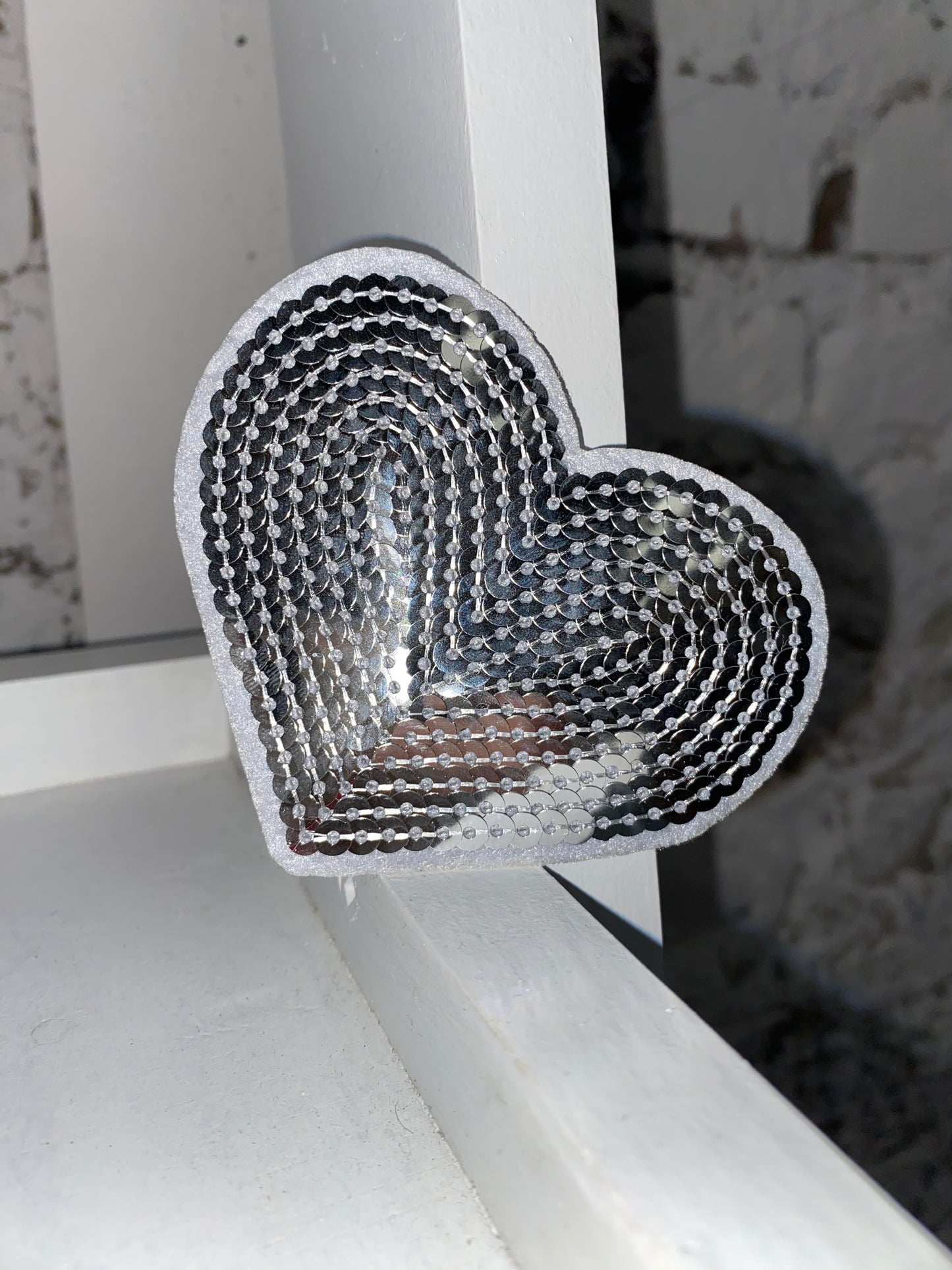 Silver Sequin Heart