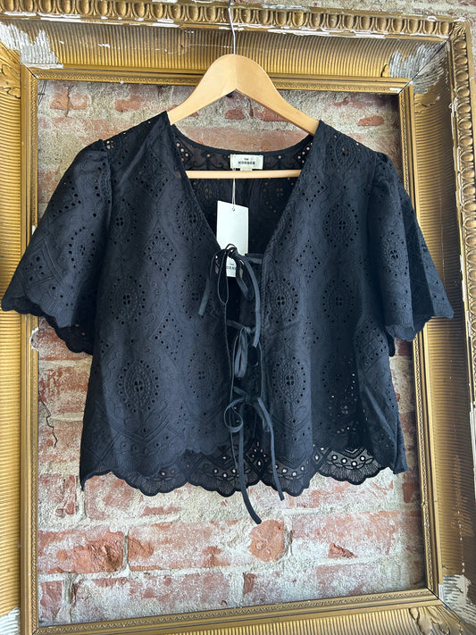 Lacy Black Tie Top